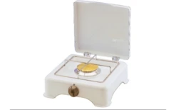 GOK Gaskocher 2-flammig 50 Mbar 3,5 KW Weiss Anschluss RST8 Edelstahl-Rost Verchromt