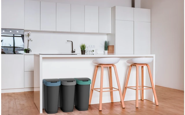 Rotho Twist Abfalleimer mit Schwing- und Klappdeckel 25 Liter dunkelsilber Rotho Twist Abfalleimer Mit Schwing- Und Klappdeckel 25 Liter Dunkelsilber -Campingausrüstung 688593 4830146