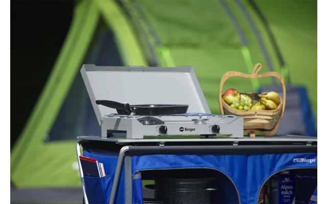 Berger 2-flammiger Gaskocher silber, grau 4,6 kw ohne Zündsicherung Berger 2-flammiger Gaskocher Silber, Grau 4,6 Kw Ohne Zündsicherung -Campingausrüstung 797753 5231414