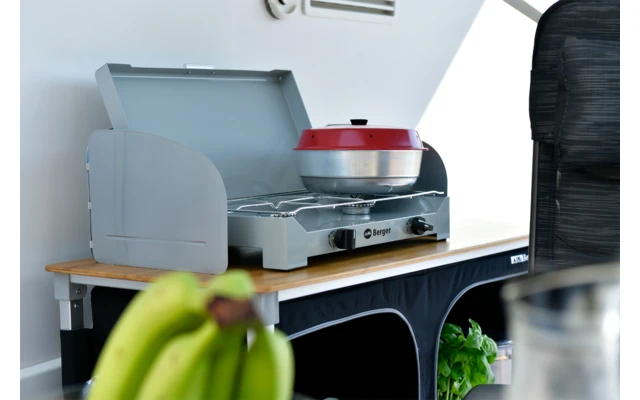 Berger 2-flammiger Gaskocher silber, grau 4,6 kw ohne Zündsicherung Berger 2-flammiger Gaskocher Silber, Grau 4,6 Kw Ohne Zündsicherung -Campingausrüstung 797762 5231432